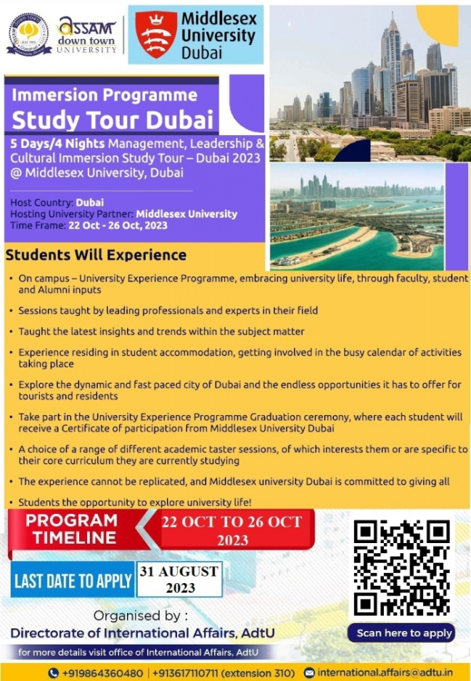 Immerssion Program, Study Tour to Dubai October 20...