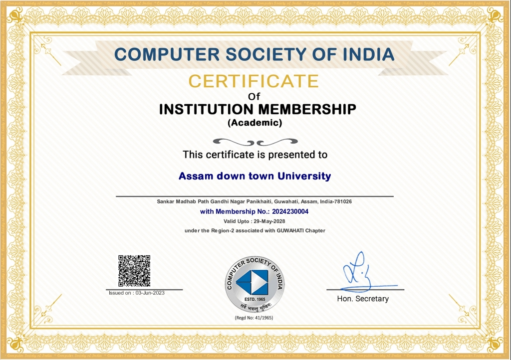 Computer Society of India Certificate, Assam down ...