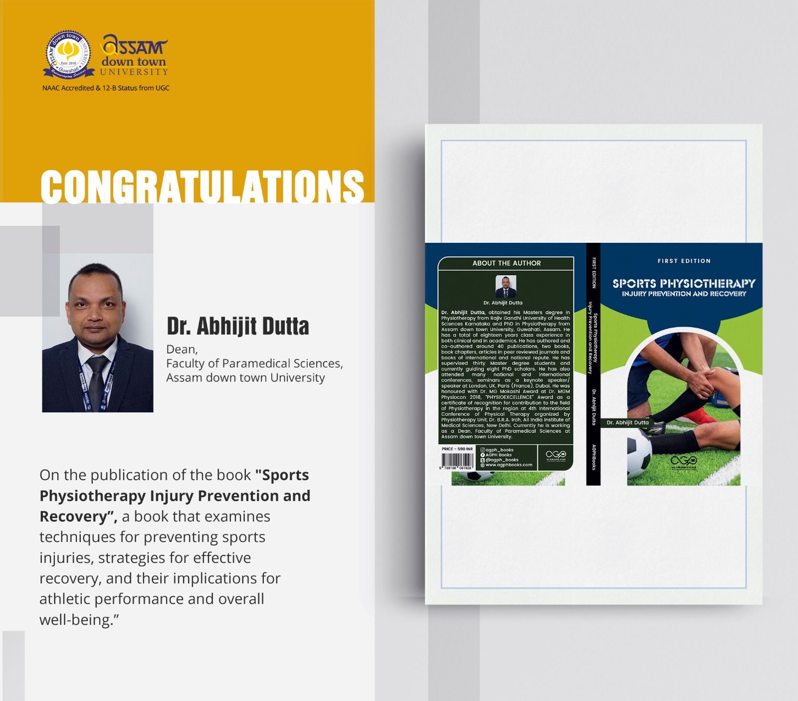 Abhijit Dutta, AdtU Dean, Publishes Book on Sports...