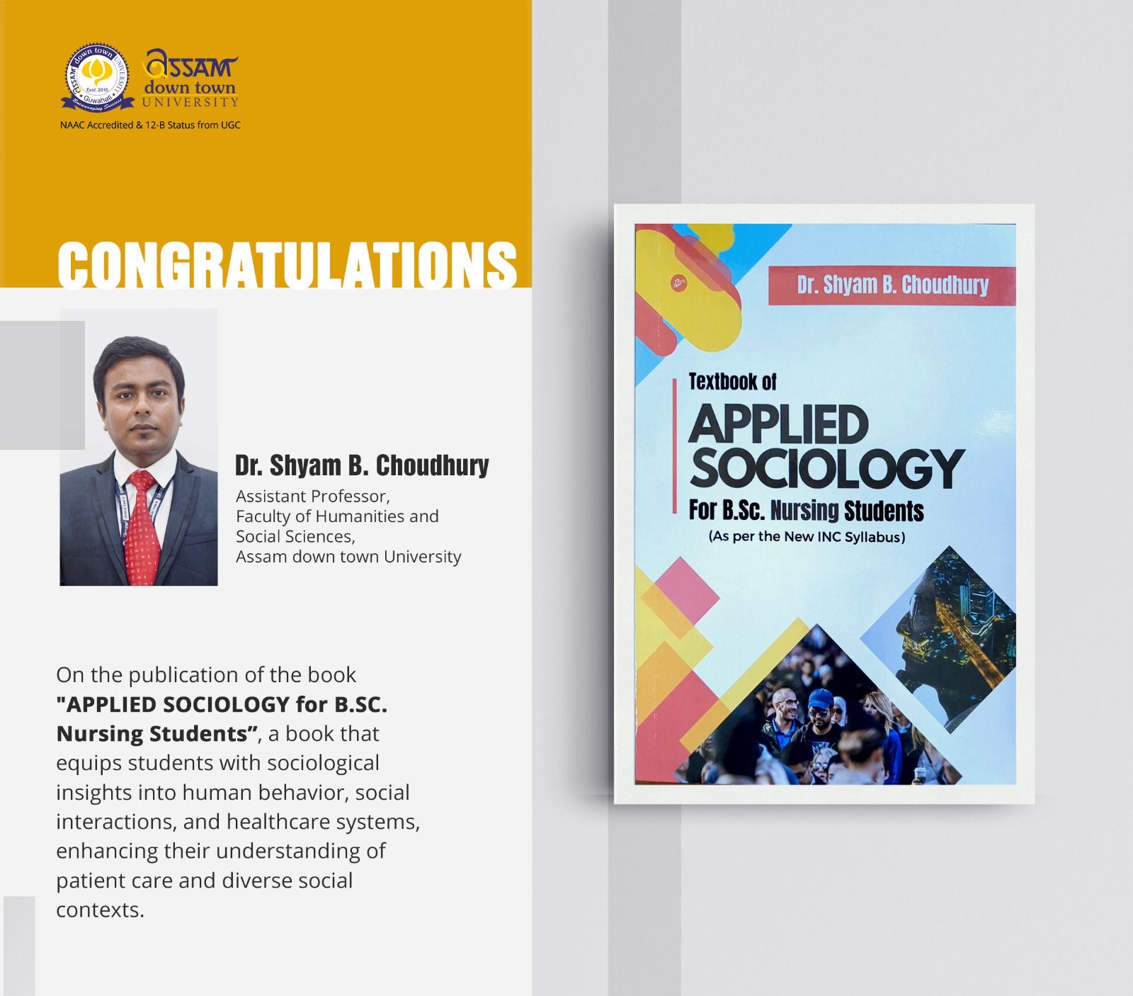 Dr. Shyam B. Choudhury publishes 'Applied Sociolog...