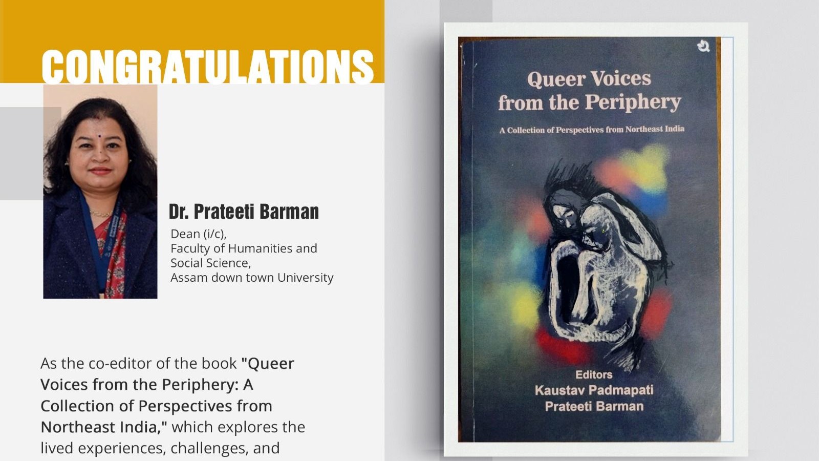 Dr. Prateeti Barman Honored for Co-Editing 'Queer ...