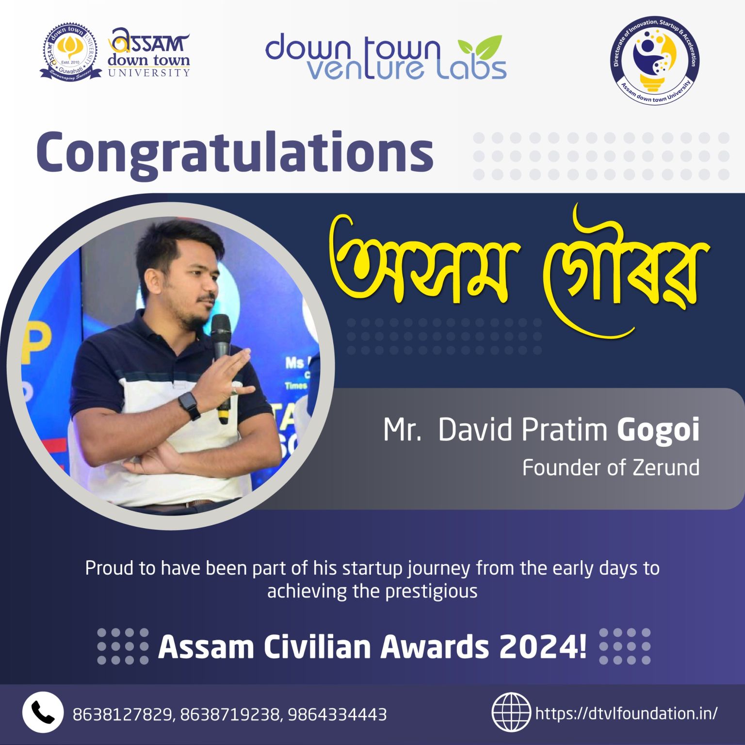 David Gogoi, Founder of Zerund, Wins Assam Gaurav ...