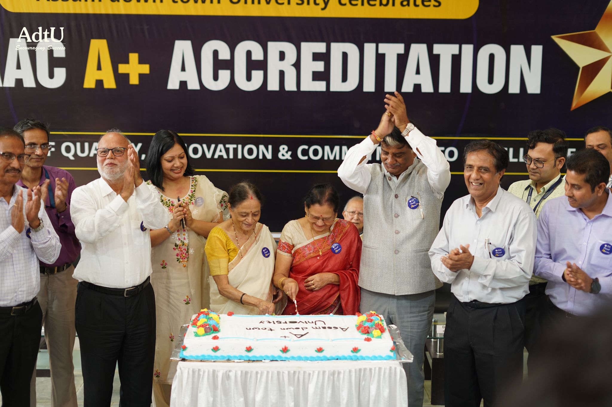 AdtU Celebrates NAAC A+ Grade with Joyful Cake-Cut...