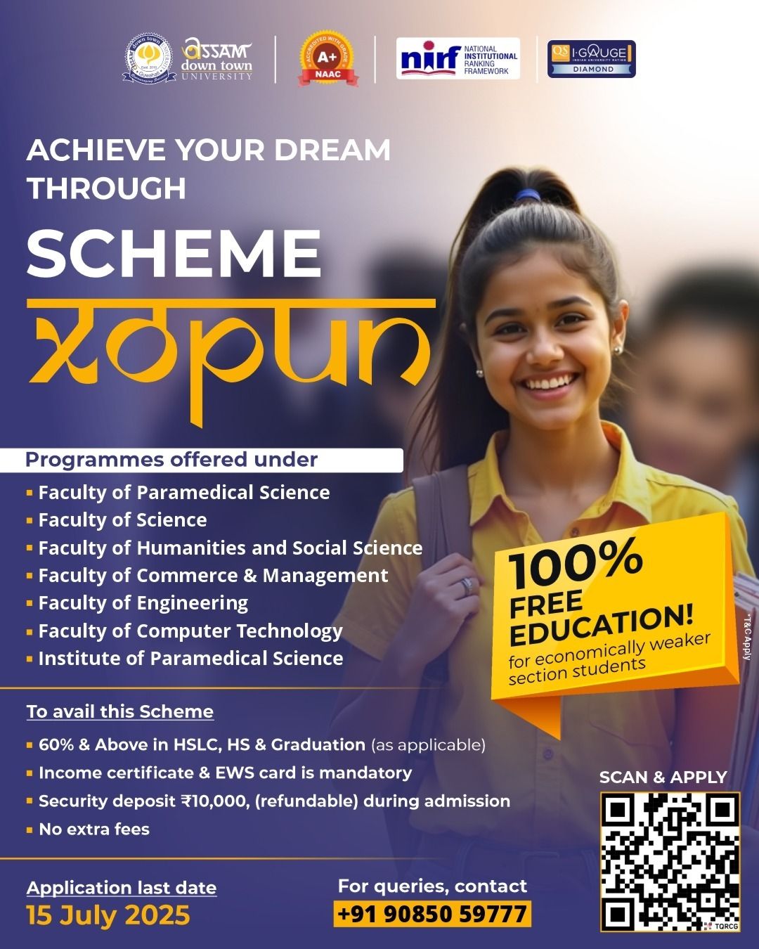 Scheme Xopun offers 100% free education for EWS st...