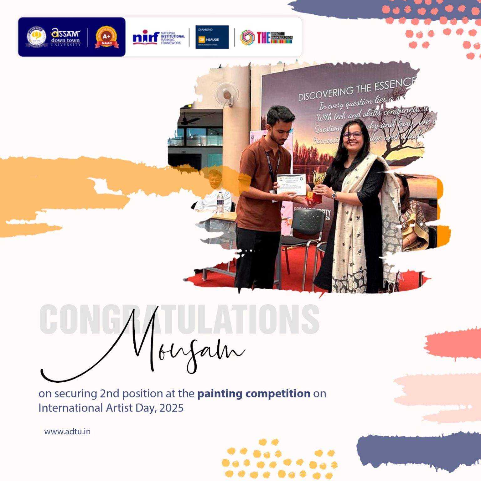 B.Tech CSE (IBM) student Mousam Deka wins Second P...