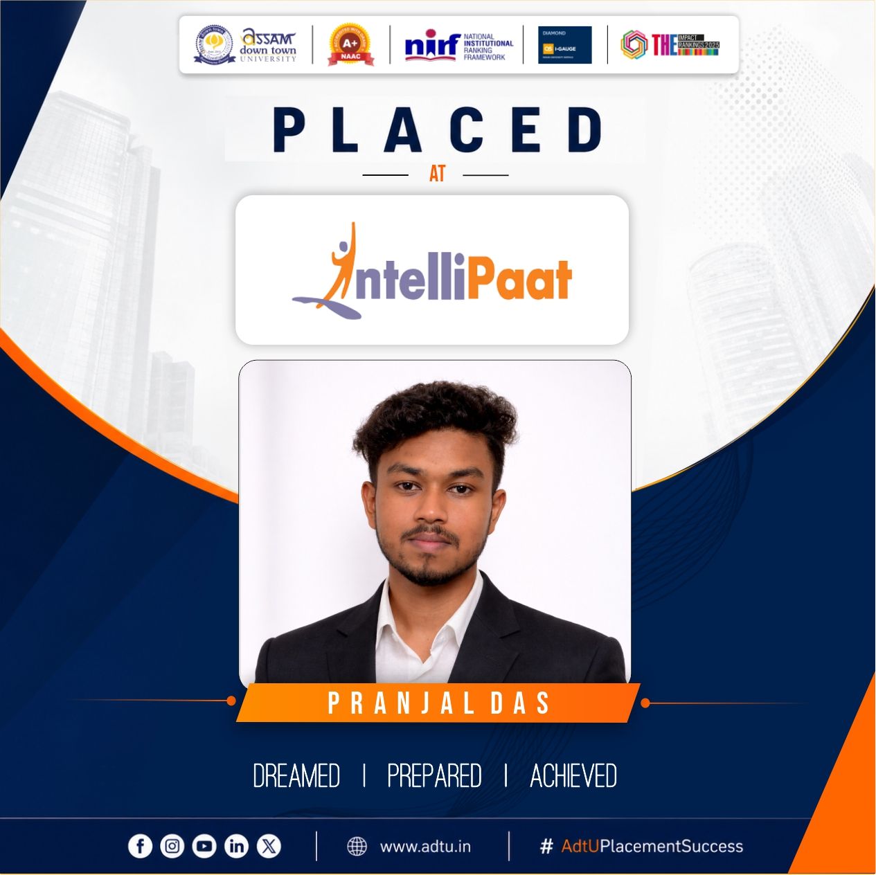 Pranjal Das secures a successful campus placement ...