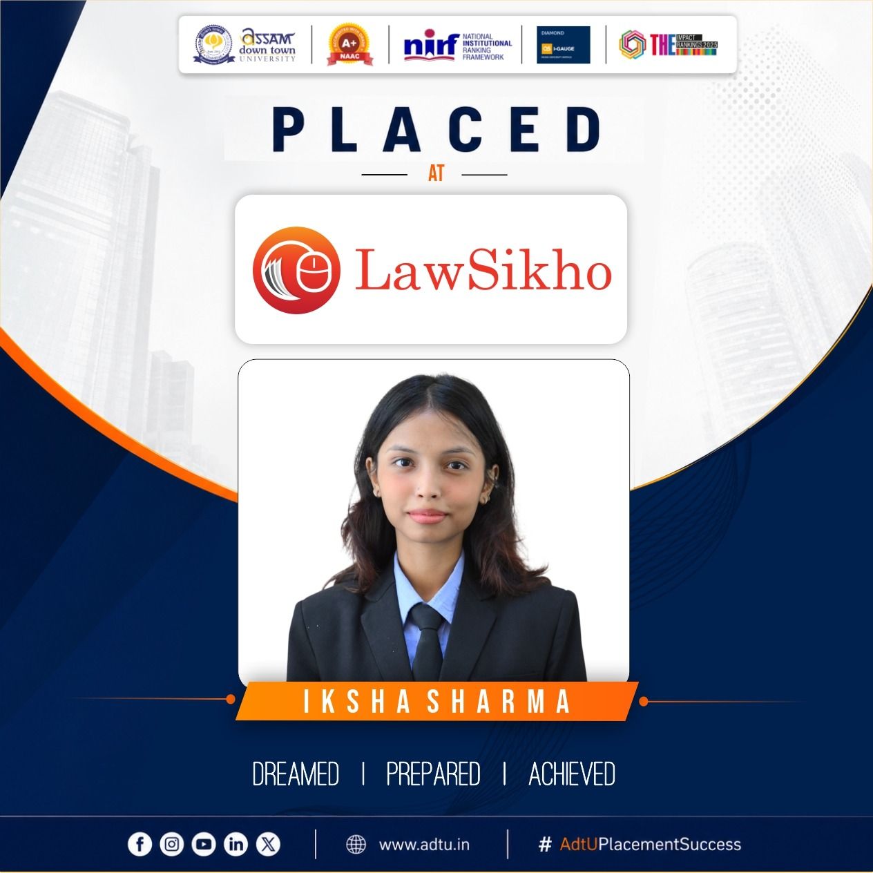 Iksha Sharma Secures Placements at LawSikho and Sk...