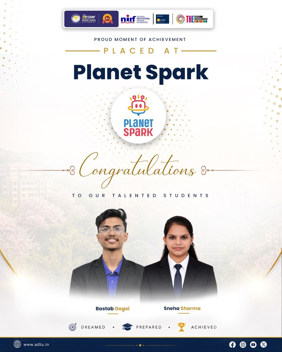 Bastab Gogoi and Sneha Sharma secure placements at...
