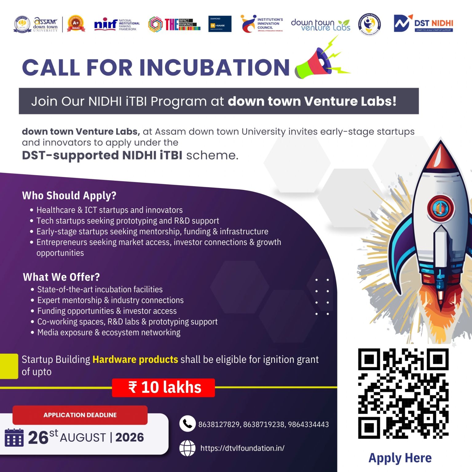 Applications Open for DST-Supported NIDHI iTBI Inc...